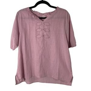 Mumianxiu tunic ruffle neck leaf embroidery size XL NWT kawaii anime girl K-pop